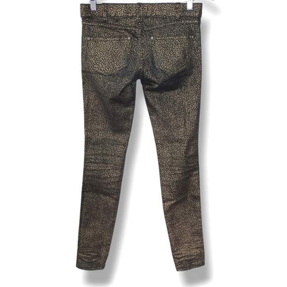 Free People Black and Gold Leopard Cheetah Skinny Jeans - Picture 5 of 9